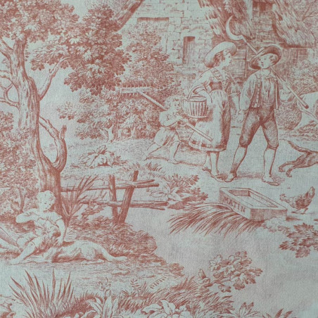 Toile de Jouy Matin Midi et Soir rose poudré