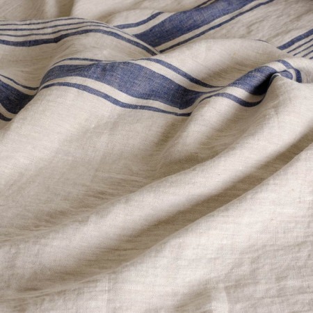 Ariane ecru washed linen with blue stripes
