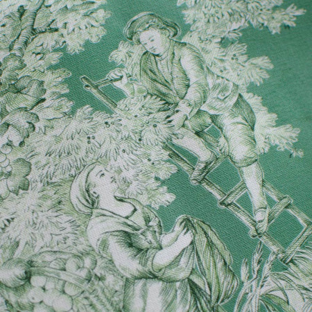 Green Pastoral Cotton Toile de Jouy