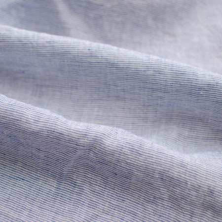 Camille washed linen with mini blue stripes