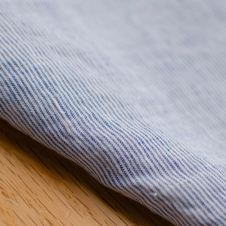 Camille washed linen with mini blue stripes