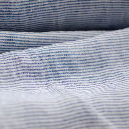 Camille washed linen with thin blue stripes