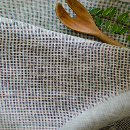 Gaia linen fabric with black, white and ecru weft