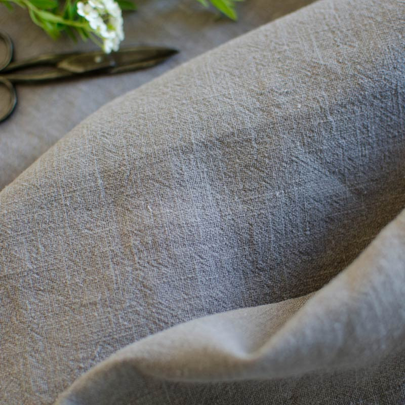 Toile De Lin Lavé Gris - Vendu Au Demi-mètre, Largeur 140 Cm, Grammage 240 G/m², Fabriqué En France