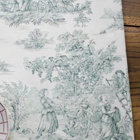 EB - Toile de Jouy cotton Pastoral green print - 50 cm