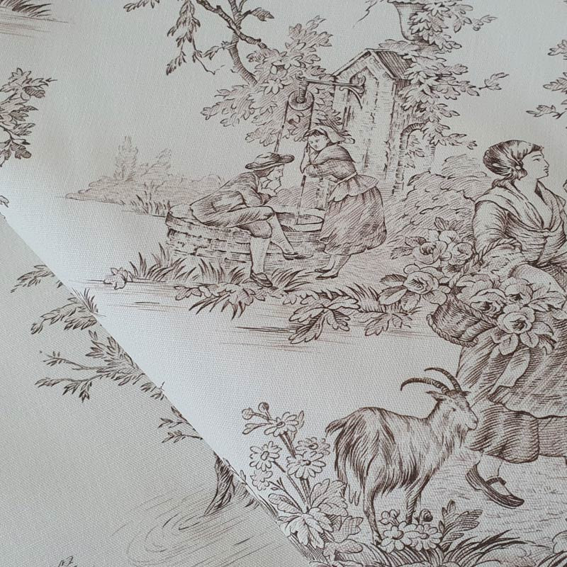 EB - Toile de Jouy cotton Pastoral brown print - 50 cm