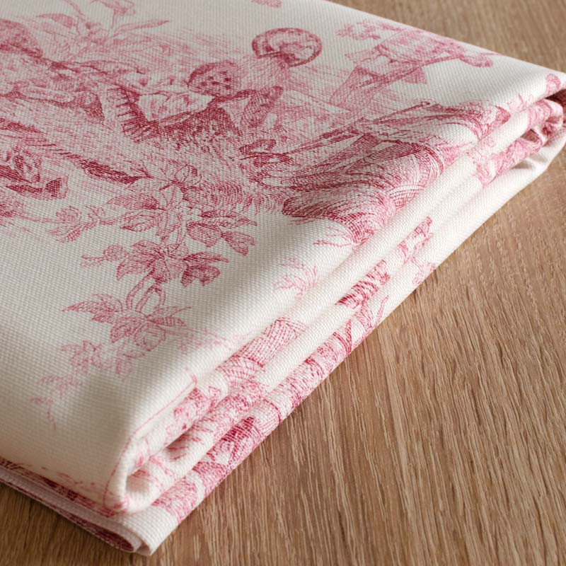 Toile De Jouy Coton Sépia Fond Lin - Thévenon - Vente Au Demi-mètre (largeur 280 Cm)