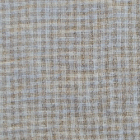 Washed linen canvas with small white and ecru checks
