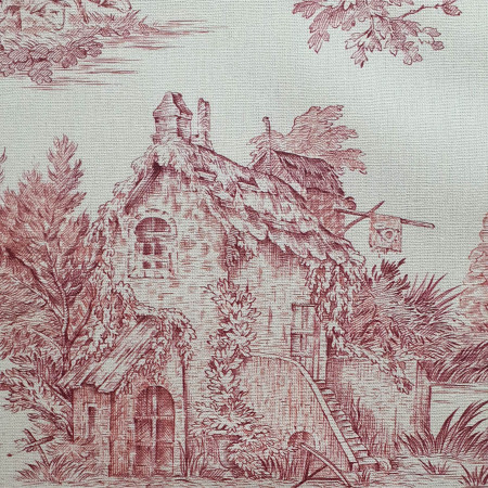 Toile de Jouy cotton Pastorale red print