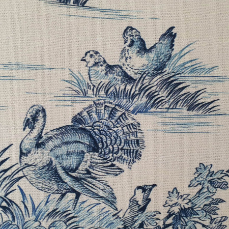 Toile de Jouy coton Pastorale impression bleue