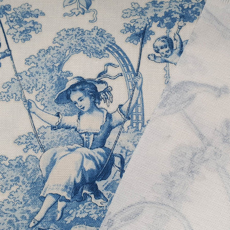 Toile de Jouy coton Ludivine Encre