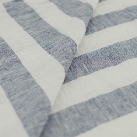 Marina washed linen with blue and white stripes